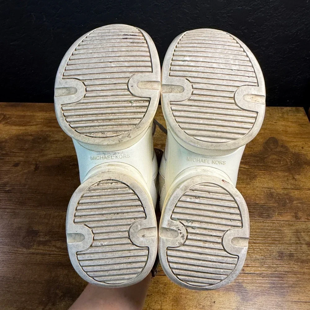 Michael Kors Olympia SG20B White Leather Textile Platform Sneaker Womens 7M